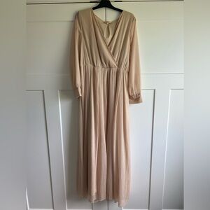 Pinkblush Maternity - Cream Metallic Chiffon Plus Maxi Dress - 2X